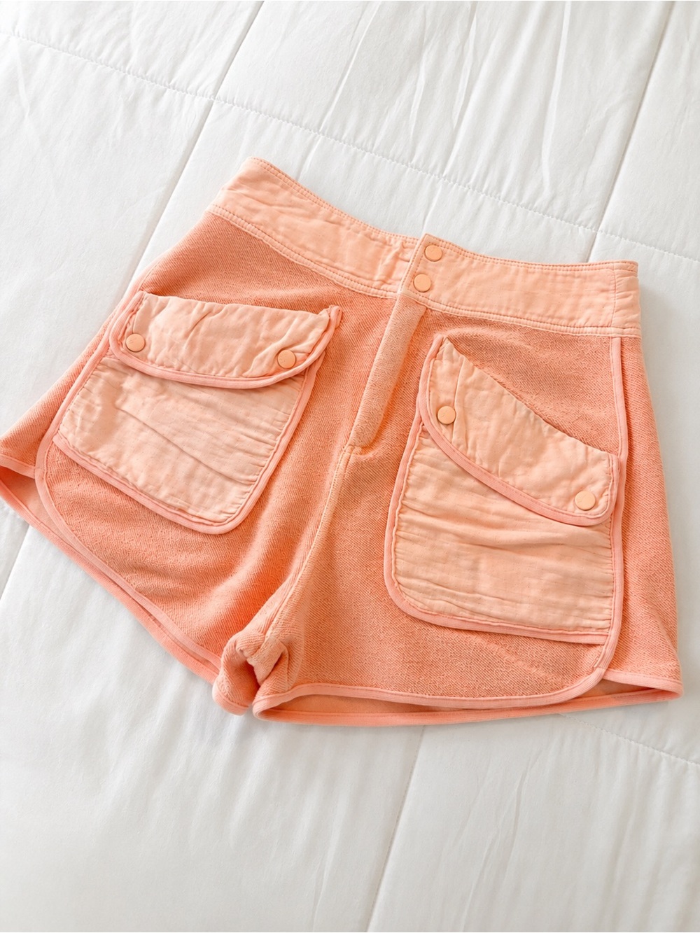 Free People Peach Terry Cargo Utility Shorts